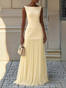 Celeste | Plissiertes Maxikleid – Gelb
