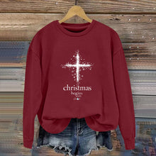 Damen Sweatshirt mit christlichem Motiv und weichem Innenfutter – Weinrot