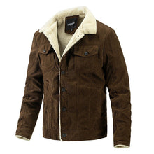 Herren warme Cordjacke mit Teddyfell Aliams – Kaffee