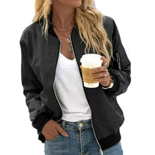Damen-Bomber-Übergangsjacke | Lässig – Schwarz