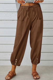 Analyn - Stylische Haremshose mit Knopfdetail – Braun
