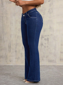 Damen Flared High-Waist Jeans – Blau