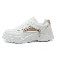 Damen Chunky Sneakers mit modischem Glitzer-Akzent und robustem Design – Weiß