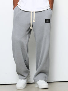 Herren nan lässige Waffelstrick Loungehose mit Kordelzug und geradem Schnitt Drune – Grau