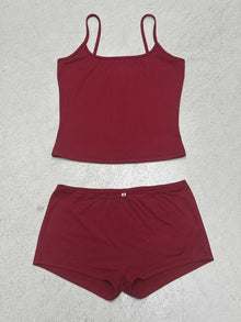 Damen Unterwäsche-Set mit Spaghettiträgern und bequemen Shorts Drune – Rot