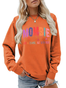 Damen Sweatshirt mit kreativem Zombie-Motiv – Orange