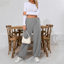 Damen Bequeme Freizeithose mit Tunnelzug und weitem Bein – Hellgrau