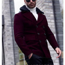 Herren eleganter Wollmantel mit Teddyfell-Kragen Aliams – Weinrot