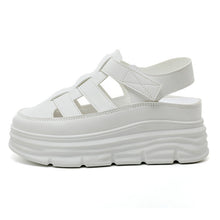 Damen modische Plateau Sandalen mit verstellbaren Riemen und dämpfender Sohle – Weiß