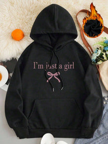 Damen Kapuzenpullover mit modernem Spruch und klassischem Schnitt – Schwarz