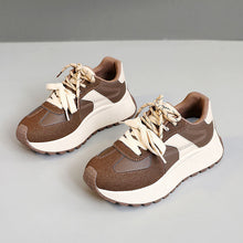 Damen Sportliche Plateau-Sneaker mit modischem Design und atmungsaktiver Oberflächenstruktur – Dunkelbraun