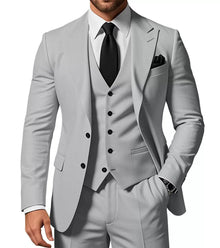 Herren Slim Fit 3-Dreiteiler Satz | Hochzeitsgast Anzug – Grau