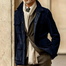 Herrenjacke Classic aus Wildleder mit Knopfleiste – Dunkelblau