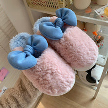 Damen Hausschuhe mit süßem Schleifen-Design und flauschigem Innenfutter – Pink