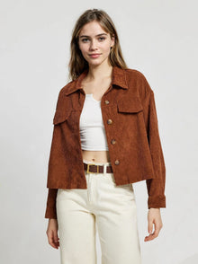 Damen Cord-Jacke mit praktischen Taschen im lässigen Schnitt – Braun