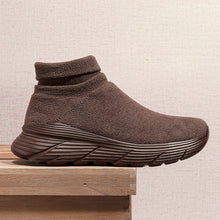 Damen Strick Slipper Sneakers mit gepolstertem Knöchellschutz Fudus – Braun