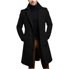 Herren eleganter lang geschnittener Mantel Aliams – Schwarz