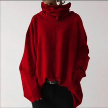Übergroße Pullover mit Rollkragen – Rot