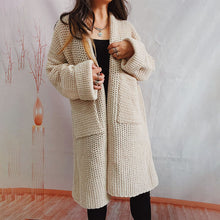 Strickcardigan mit Taschen | Grobstrick | Langer Schnitt – Khaki