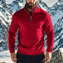 Herren nan halbhoher Reißverschluss-Sweatpullover mit Stehkragen weichem Fleecefutter und elastischen Bündchen Drune – Knallrot