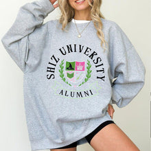 Damen Oversized Sweatshirt mit Universitätsemblem und lässigem Schnitt – Hellgrau