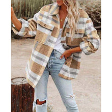 Damen nan karierte Overshirtjacke mit Brusttaschen und lockerer Passform Drune – Gelb
