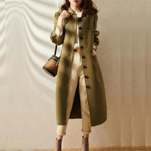 Eleganter Damen Wintermantel – Lang & Warm – Stilvoller Trenchcoat – Grün