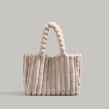 Elegante Plüsch-Umhängetasche für Damen – Beige
