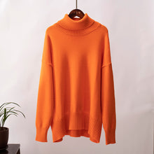 Emma | Damen Lässiger Warmer Strickpullover mit geripptem Saum – Orange