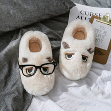 Damen Hausschuhe mit tierischem Motiv und weichem Fleece-Innenfutter – Weiß