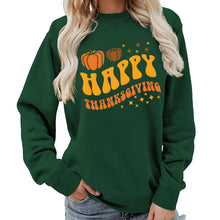Damen Sweater mit festlichem Pumpkin-Motiv und gemütlicher Passform – Tannengrün