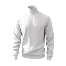 Herren nan feiner Zopfmuster-Rollkragenpullover mit schmaler Passform, geripptem Kragen und elastischen Bündchen Drune – Weiß