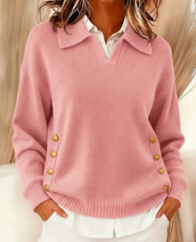Telina – Langärmeliger Strickpullover Mit V-ausschnitt – Rosa