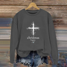 Damen Sweatshirt mit christlichem Motiv und weichem Innenfutter – Dunkelgrau