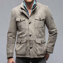 Herren lässige Wildlederjacke mit praktischen Pattentaschen Aliams – Grau