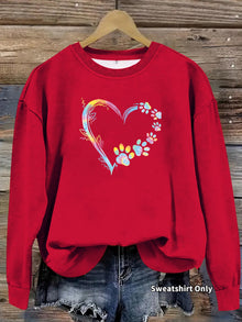Damen Sweatshirt mit floralem Herzdesign und bequemer Passform – Rot
