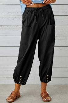 Analyn - Stylische Haremshose mit Knopfdetail – Schwarz