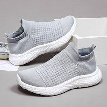 Herren Slip-On Atmungsaktive Strick-Sneaker Fudus – Grau Weiß