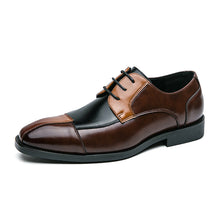 Herren Elegante Schnürschuhe mit zweifarbiger Lederoptik – Schwarz Gelb