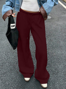 Damen bequeme Sweatpants im weiten Schnitt – Burgunderrot