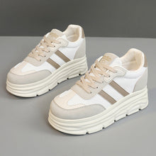 Damen Plateau Sneakers mit atmungsaktivem Mesh-Obermaterial und dämpfender Sohle – Beige
