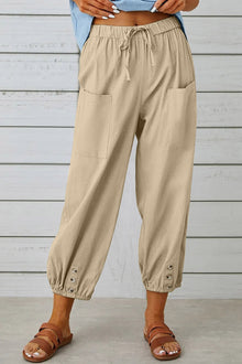 Tracy - Modische Haremshose mit Knopfdetail für einen trendigen Look – Khaki