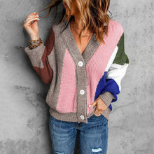 Strickcardigan mit Farbblock-Design | V-Ausschnitt | Moderner Eyecatcher – Rosa