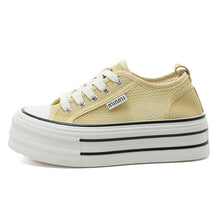 Damen Premium Plateau Sneakers mit atmungsaktivem Obermaterial – Gelb