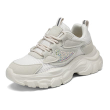 Damen Trendy Chunky Sneakers mit glitzernden Akzenten Fudus – Weiß
