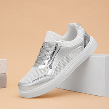 Damen Metallic Mesh Fashion Sneakers Fudus – Silber