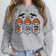 Damen Sweatshirt mit fröhlichem Gespenster-Design und gemütlicher Passform – Grau