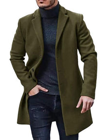 Herren eleganter Melton-Mantel Aliams – Olivgrün