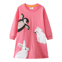 Mädchen Langarmkleid mit niedlichem Tiermotiv Drune – Grau