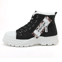Damen High-Top Sneakers aus robustem Denim mit kuscheligem Fleece-Futter – Schwarz